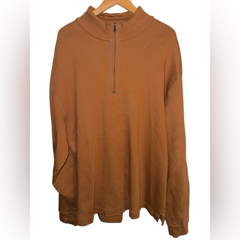 Scott Barber Half Zip Mock Neck Pullover Brown Pima Cotton Sweatshirt Sz XXL